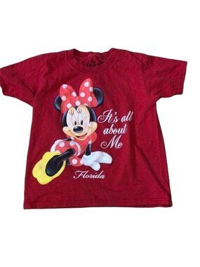 Disney Minnie Mouse Red T-Shirt Kids Size 4T Its All About Me Florida Graphic Te